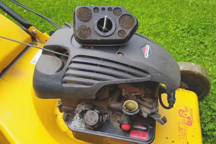 Disconnect the spark plug and remove the air filter before cleaning